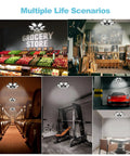 LED Garage Ceiling Light Beastly Bright 32K Lumens Daylight 6500K, 8 Plus 1 Deformable Panels in various room settings