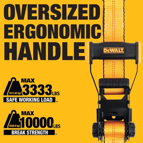 Beefy 2 Inch By 27 Foot Ratchet Tie Down Strap With Double J Hook, Oversized Ergonomic Handle, 10000 Lb Break Strength
