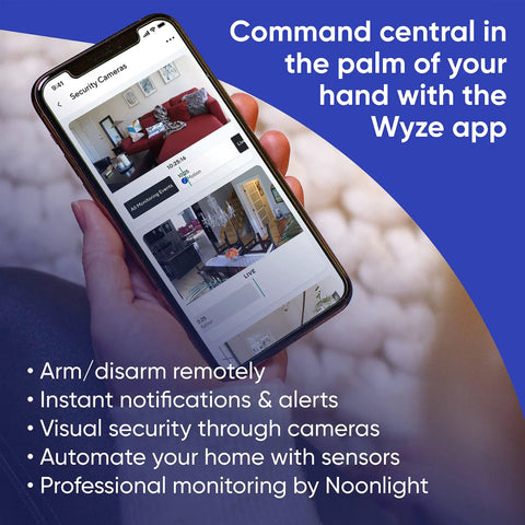 Smartphone displaying Wyze app for Three Pack Wireless Entry Sensors For Home Security System, Door And Window Alerts.