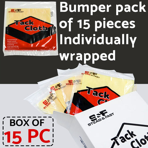Pro Grade Tack Cloths Set, 15 Pack 18x36 Inches, Wax Free Silicone Free Anti Static Rags in packaging with box