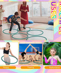 Children playing with Six Detachable Plastic Exercise Hoops Set For Teens And Kids, Colorful 23 Inch Dark Green Hoops