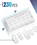 Front view of Bates Choice 230-piece stainless steel fender washer assortment kit in a clear plastic case with 15 sizes.