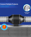 6 Inch By 25 Feet Aluminum Foil Dryer Duct With Built In Steel Wire Reinforcement Flexible Dryer Vent Hose connected to junction.