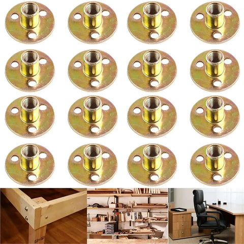 100 Pack Carbon Steel Galvanized Tee Nuts T Nuts Fasteners For Furniture Frames M8 Thin Low Profile Iron Plate Nuts With Pre Drilled Holes
