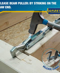 Hazet beam puller 1774-1, side view; metal clamp with blue accents for clamping timber