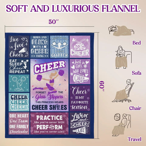 Blue Purple Throw Blanket 50x60 Inches With Inspirational Quotes Grid Design featuring motivational sayings.