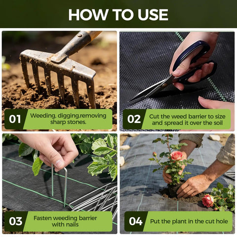 How to use Heavy Duty Weed Blocker Landscape Fabric 3ft By 50ft Polypropylene Geotextile for flower beds and driveways