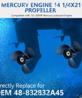 14 And A Quarter Inch Diameter 21 Pitch 3 Blade Aluminum Boat Propeller With 15 Spline For Right Hand Rotation Fits Alpha One And Mercury Outboard 135 To 300 Hp Hub Kit Included OEM No 48 832832A45