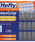 No Drilling Hassle Snap On Your Walls Versatile Adhesive Hooks For Quick Bathroom And Kitchen Refreshes Heavy Duty Grip Keeps Your Place Looking Sharp Total Game Changer For Tight Spots 12 Pack Storm Gray in a package with gray hooks.