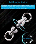 Saltwater Ball Bearing Swivel Set for Big Game Fishing Heavy Duty Snap Swivels 50 Piece Tackle Spinner Connectors in 5 Sizes Beefy Fishing Gear for Freshwater and Saltwater stainless steel swivel with 360° rotation