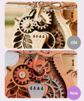 Dope 3D Wooden Cello Puzzle Model Kit With Mechanical Music Box And UV Gradient Finish For Adults, DIY Gift For Him Or Her, Gear Drive Cello Playing The Blue Danube, Unique Home Decor And Hobby Set close-up of wooden gears, old and new finish
