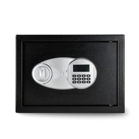Steel Security Safe With Electronic Keypad And Emergency Override Keys, 0.5 Cubic Feet, Handy Home Safe For Documents And Valuables, Black