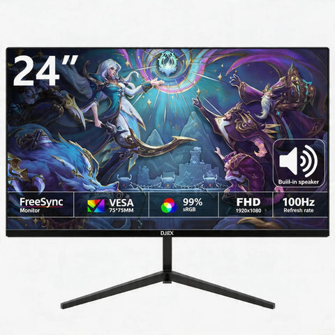 24 Inch FHD Computer Monitor With 100Hz Refresh Rate 1920x1080 16:9 VA Panel displaying fantasy game artwork