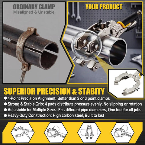 11 Inch Locking Welding Pipe Pliers Clamp For Round Tubes 2 To 3.5 Inches Heavy Duty High Carbon Steel For Metal Fabrication Industrial Home Workshop DIY Woodworking, clamping pipe