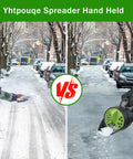 Comparison of handheld spreader for lawn and garden with 80 oz capacity adjustable opening and manual spreading of salt on icy street