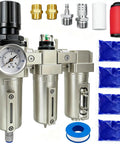 Heavy Duty 3/4 Inch NPT Industrial Air Drying System With Three Stage Filtration Workhorse Particulate Filter Coalescing Filter Desiccant Dryer And Air Regulator Auto Drain For Plasma Cutters And Paint Sprayers Handles 0 To 240 PSI High Flow