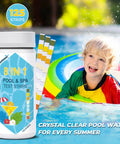 Freaking Easy 125 Pack Salt Water Pool Test Strips Kit For Hot Tub Spa Testing With Eight In One Quick Dip Strip displayed in pool.