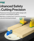 Rock Solid Full Kerf Table Saw Splitter For Zero Burn Wood Cutting Anti Kickback Safety Guard Prevents Blade Pinching And Keeps Stock Locked Tight To Fence Badass Workshop Upgrade Blue Edition with dual-splitter design