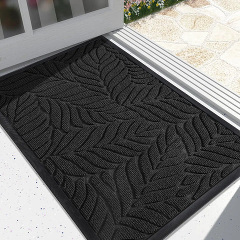 All Season Front Door Mat Outdoor Indoor 29.5x17 Waterproof Doormat Non Slip Entrance Rug For Garage Patio Entryway Black Durable And Easy To Clean Everyday