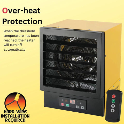 Beefy 240V Ceiling Mounted Garage Heater With Remote 10KW Hardwired Space Heater For Workshops ECO System Overheat Protection