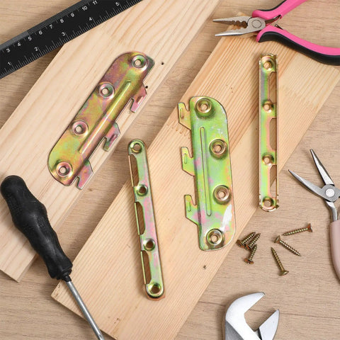 12 Pairs Bed Frame Rail Brackets For Headboard And Footboard Connections Built To Last Heavy Duty Carbon Steel Five Inch Wooden Bed Frame Hardware Kit With Screws Easy Installation on wood boards