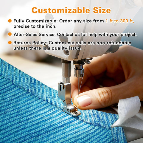 Sewing machine stitching Mixed Turquoise 14x30 Ft Sun Shade Sail Rectangle Canopy for Garden Pool Deck and Backyard