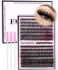 Fanxiton Lash Extension Kit with 280 Mink Like Cluster Lashes D Curl Volume 9 to 16 mm 40D 50D and 3 lash brushes.
