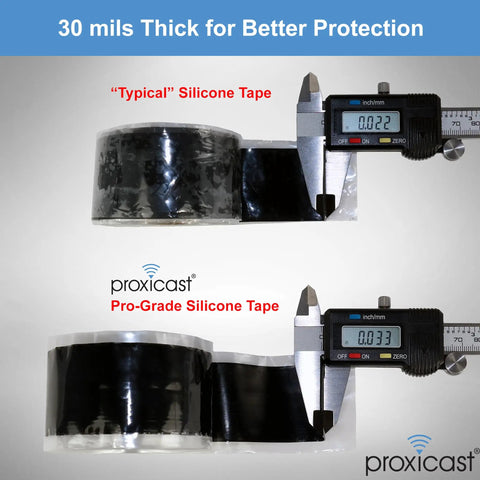 Beefy 30 Mil Weatherproof Self Fusing Silicone Sealing Tape For Outdoor Coax Cables Electrical Wire Hoses And Pipes Heavy Duty Waterproof Repair Roll 1.5 Inch By 15 Feet Black, comparison with typical silicone tape