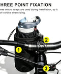 Rock Solid Insulated Bike Cup Holder For Epic E-Bike Offroad MTB Rides Keeps Your Drink Ice Cold Or Scalding Hot With Thick Foam Protection During Wild Adventures And Camp Tours Leak Proof Gear, three-point velcro mounted on bike handlebar