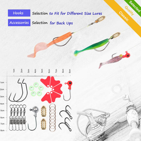 All In One Fishing Lures Kit With Tackle Box Includes 79 Pcs Bass Lures Set Featuring hooks, swimbaits, and accessories