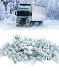 Tire Thread Studs Set With Tungsten Steel Screws 50 Piece Silver Finish Enhanced Traction with truck in snowy background
