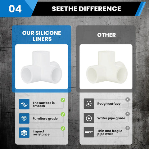 Comparison between premium 1 Inch PVC 4 Way Tee Fitting and standard fitting, highlighting smooth finish and impact resistance.