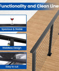 Black Stainless Steel Cable Railing Handrail Built Tough 6 Ft 6 In Rectangular Top Rail For Cable Railing System Indoor Outdoor Deck Stair Adjustable Length Includes Paper User Guide HT10 BP4 displaying functionality with weldless design and easy cut features on wooden deck