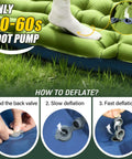 Foot pressing foot pump on Double Sleeping Pad For Two With Built In Pillows, Self Inflating 4 Inch Thick Inflatable Sleeping Mat