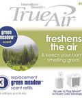 Green Meadow Scent Refills 3 Pack for TrueAir Odor Eliminators fits models 04530GM 04531GM 04532GM packaging front view