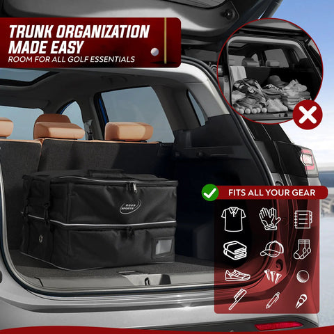 Golf Trunk Organizer For Men Portable Car And Truck Bed Storage With Dual Layer Design Keeps Shoes Balls Gloves And Clothes