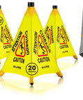 Built Tough Wet Floor Signs 3 Pack Pop Up Slippery When Wet Caution Stand With Wall Mount Holder 20 Inch Waterproof Poly Fabric