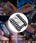 4 In 1 Heavy Duty Zinc Alloy Fidget Spinner With Slider, Roller Chain Track And Thumb Roller, Tactile Clicker For ASMR Sounds