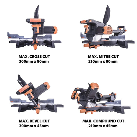 10 Inch Sliding Miter Saw With Dual Quick-Release Clamps, Dust Bag, Taller Fences, Slide Rail Protector, 3M Cord For Easy Multi Material Cuts Through Wood, Nails, Decking, Plastic And Mild Steel Bevel 0-45 Degrees, Miter 0-50 Degrees, TCT Blade Included