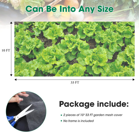 Two Pack 10 By 33 Feet Backyard Garden Netting Ultra Fine Mesh That Keeps Birds And Bugs Out While Shielding Vegetables And Fruits