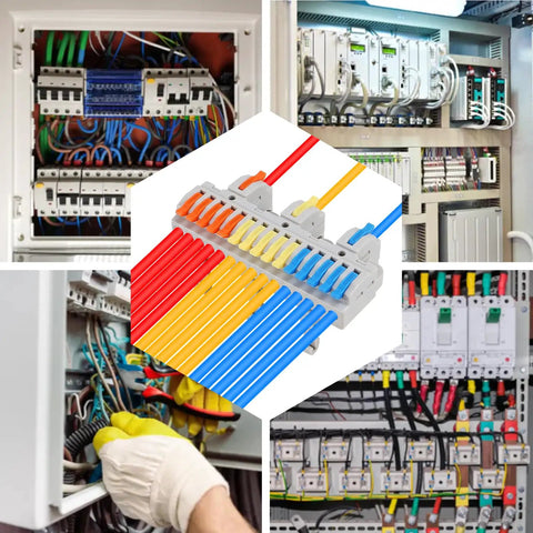 Premium Din Rail Terminal Blocks With No Sweat Quick Wiring Push In Connectors For 28 To 12 AWG Cables in electrical control panels.