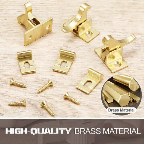 Beefy Eight Piece Brass Heavy Duty Cabinet Door Latch Set With Mounting Screws for Bedroom Bathroom Closets and Windows