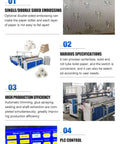 Rock Solid Mini Toilet Paper Making Machine With No Sweat Automatic Rewind Emboss Cutting Setup For Heavy Duty Small Batch Tissue Production Runs Now detail presentation showcasing embossing and specifications.