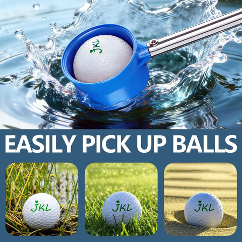 Telescopic Golf Ball Retriever 9 To 12 Feet With Stainless Steel Shaft And Double Sided Ball Pickup Head in water splash