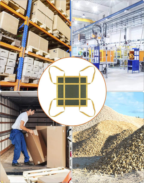 Heavy Duty Canvas Cargo Lifting Pad Net 3.28 Ft Square With Reinforced Handle for construction, logistics, and transport in use