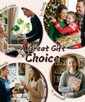 Collage of people happily exchanging wrapped gifts with text 'A Great Gift Choice' for loved ones, family, friends, and yourself.