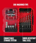 35 Piece Screwdriver Bit Set with Heavy Duty Shock Resistant Steel CNC Machined Tips in red storage case