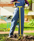 Person using Garden Hand Tiller Claw With Wide Longer Tines Dig In Deep Twist Tiller Cultivator on garden soil