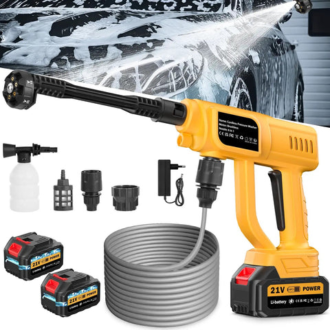Cordless Pressure Washer 1700 PSI Portable Power Washer With 6 In 1 Nozzle 21V Handheld Electric Cleaner With Two 3Ah Batteries