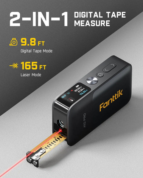 2 In 1 Laser Distance Meter And Digital Tape Measure With 165 Ft Range And 9.8 Ft Tape HD Color Display Rechargeable 6 Units